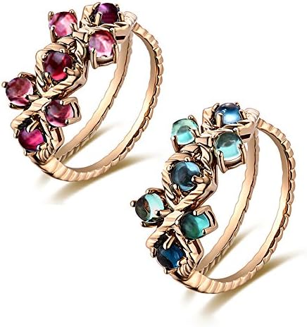 女性のためのレア天然トルマリン原石ダイヤモンド14kローズゴールドウェディング婚約ファッションリング