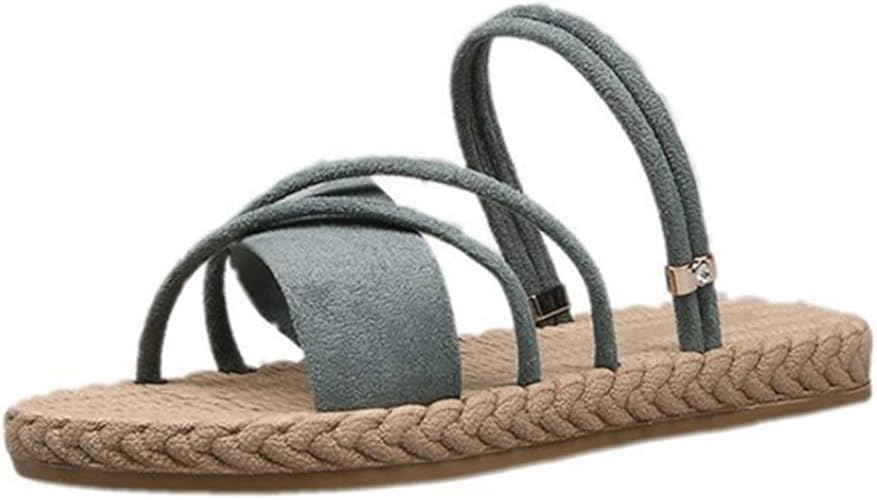 Amazon Gureitojp フラットサンダル 夏サンダル レディース ストラップサンダル 2way スリッパ おしゃれ かわいい ビーチ ローヒール ぺたんこ 大人 痛くない 疲れにくい 歩きやすい 大きいサイズ グリーン ブラック ベージュ カジュアル 軽量 Gureitojp