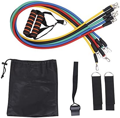 Darhoo Elastic Latex Pull Rope Home Fitness Arm Chest Strength Training with 2 Handles, 2 Ankle Straps, Door Anchor, Carry Bag