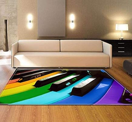 Sylbf Modern Traditional Living Room Rug Black Keyboard 7mm