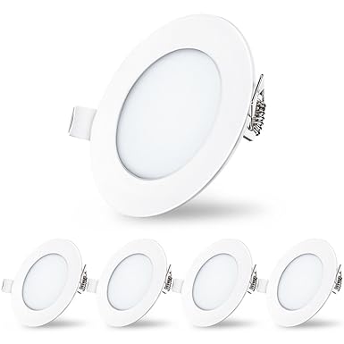 LED Einbaustrahler, TryLight Einbauleuchte 5er 12W 5000K Einbaudurchmesser 160mm Kaltweiß Dimmbare Runde Einbauspot 840lm Ein