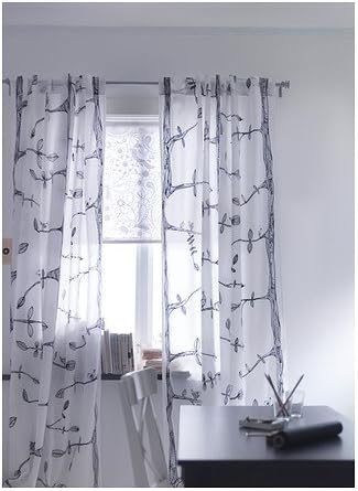 Ikea Eivor Curtains 1 Pair White Black 145x300 Cm Amazon Co