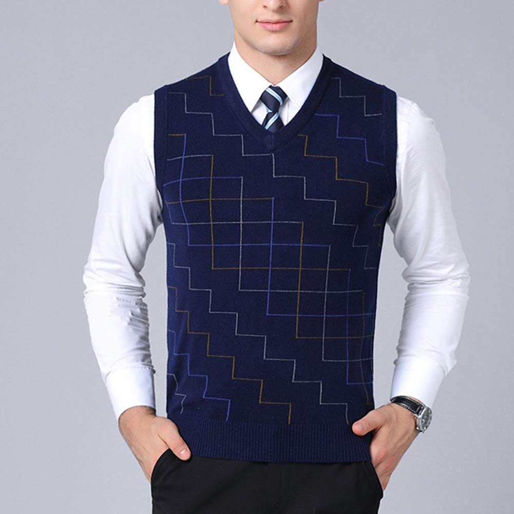 Mengyu Mens Sleeveless Vest Waistcoat Jumper Knitted Pullover VNeck