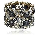 VTG Rainbow Grey Flower Resin CZ Rhinestone Drop Bracelet Bangle