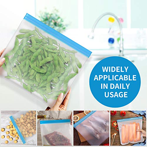 Reusable Gallon Bags - 5 Packs 1 Gallon Freezer Bags Bread Box Large Capacity Ziplock Bags, Leakproof BPA Free Extra Large Storage Bags for Marinate Sandwich, Snack.