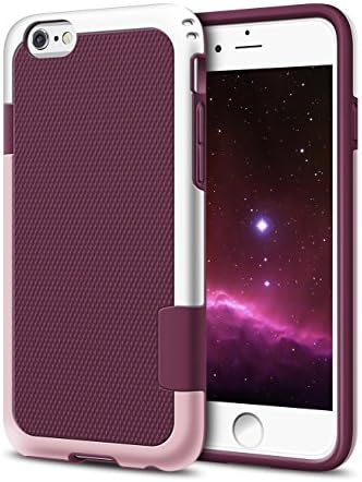 iPhone 6 Plus Case, Amotus Hybrid Color Impact Resistant Slim Cute Cover [Extra Front Raised Lip] Dual Protection Shell Hard TPU Case for Apple iPhone 6/6s Plus 5.5" (Wine Red)