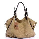 KISS GOLD(TM) European Style Canvas Large Tote/ Travel Bag/ Duffle Bag/ Shopping Bag, Size 22 '' X6.3'' X 14.2 ''(Khaki)