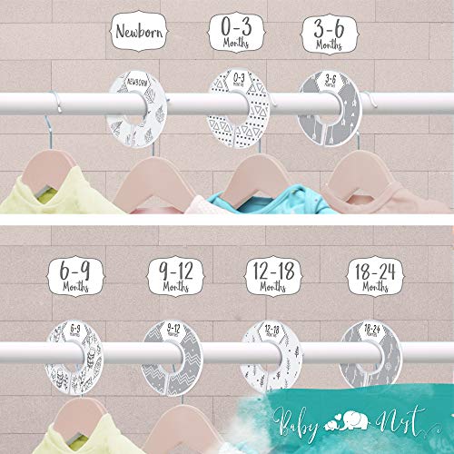 Baby Closet Dividers - Set of 7 Unisex Boho Dividers for Nursery Clothes Organization Sized Newborn to 24 Months
