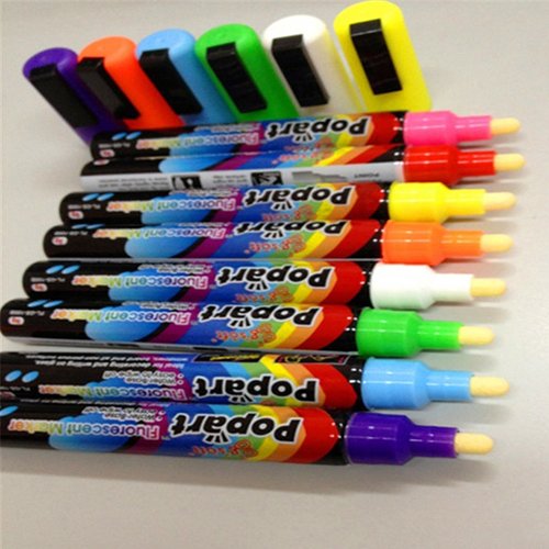 Slendima Sale! 8 Colors in 8 Pcs 3 mm Liquid Chalk Fluorescent Markers,Highlighter Pens for Labels,Board Bistro,Windows, Glass Sign - Thumbnail 3