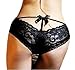 Women's Sexy Lace Edge Bowknot Briefs Underwear Panties Cotton + Lace (Black)