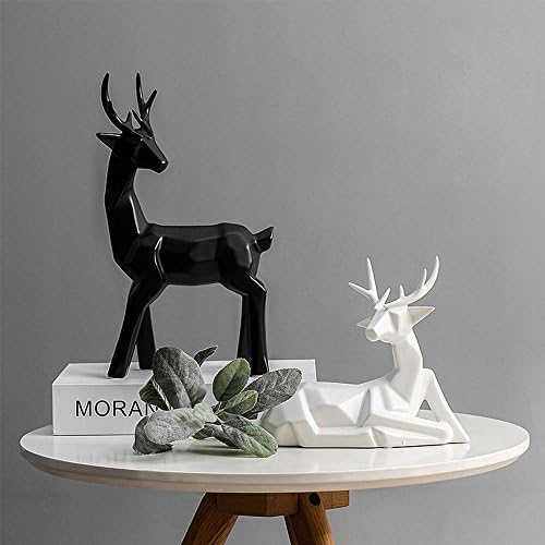 Aparts Ceramic Couples [White&amp;Black Deer Lovers] Home Decor Crafts Room Decoration Vintage Ornament Porcelain Animal Figurines Wedding Decorations Christmas Gift