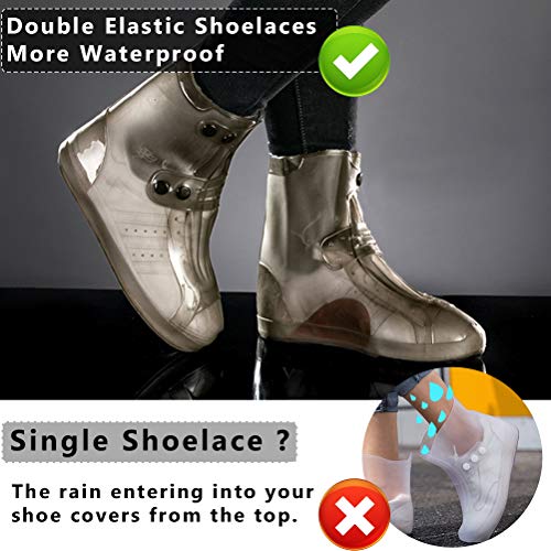USHTH Waterproof Rain Boot Shoe Cover The Reusable Slip-Resistant Overshoes with Excellent Elasticity and Foldable (Black-XL)