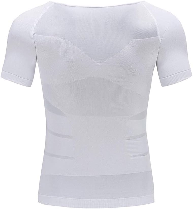 2XL, Blanc Caidi Homme T-Shirt Gainant Musculation Top Amincissant