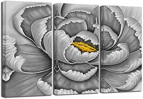 Levvarts Large Flower Pictures Wall Art 3 Piece Gray White Floral Painting Modern Still Life Canvas Wall Decor For Living Room Home Office Bedroom Ready To Hang Buy Online At Best