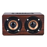 DYJ Mini Wood Bluetooth 4.0 Speaker,10W Output Power with Two Passive Subwoofers and Enhanced Bass,Portable Wireless Speaker for iPhone, iPad, Samsung, HTC, Laptop(Red)