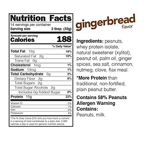 Nuts 'N More Gingerbread Peanut Butter Spread, All Natural High Protein