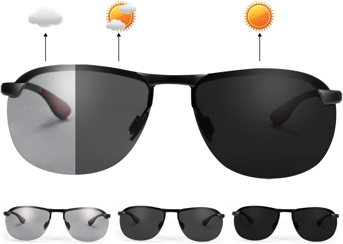 Men's Photochromic Polarized Sunglasses Day and Night Driving Sports Glasses