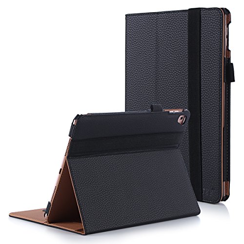 iPad Pro 9.7 Case - FYY [Luxury Protection] Premium PU Leather Folio Case with Card Slots, Note Holder, Hand Strap for iPad Pro 9.7 inch (2016) Black