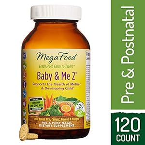 MegaFood - Baby & Me 2, Twice Daily Prenatal and Postnatal Supplement to Support Healthy Pregnancy, Development, and Bones for Mother & Child, Herb-Free, Vegetarian, Gluten-Free, Non-GMO 120 Tablets