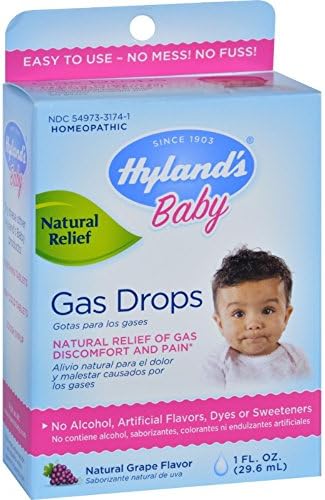 Hyland's Baby Gas Drops, Natural Grape Flavor, 1oz. Per Bottle (2 Pack)