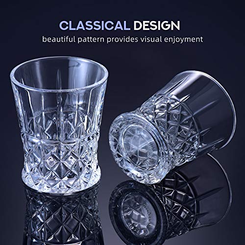 Whiskey Glasses SET OF 4 - Lead Free Glass set Cups and Tasting Tumblers for drinking Scotch, Bourbon. Irish whiskey, Brandy - Luxury Gifts for Men Women