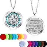 mtlee aromatherapy essential oil diffuser necklace locket pendant stainless steel perfume necklace with 16 refill pads and 24 inch adjustable chain flower c 