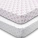 Playard Sheets, 2 Pack Owl & Heart Fitted Cotton Playpen Bedding for Travel Crib
