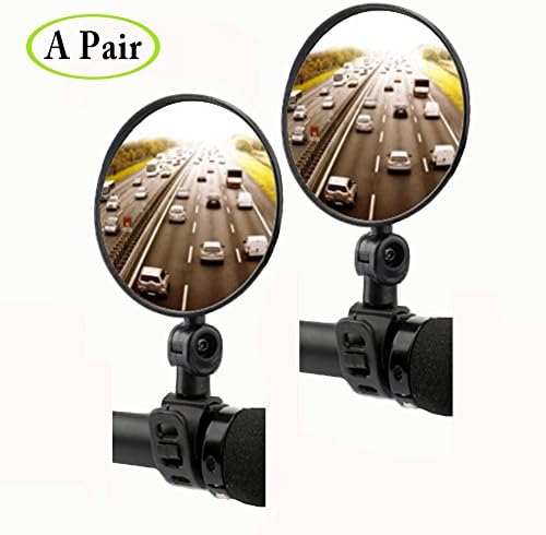 ZJYW Bike Mirror Bicycle Rearview Mirror 360 Degree Adjustable Wide Angle Convex Mirror,Silicone Handle