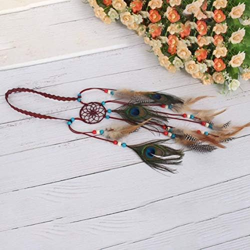 HLifuz Superb Bohemian Headband Dream Catcher Feather Headdress Fashion Indian Peacock Feather Headbands Hair Accessories for Birthday, Valentine's Day, Anniversary