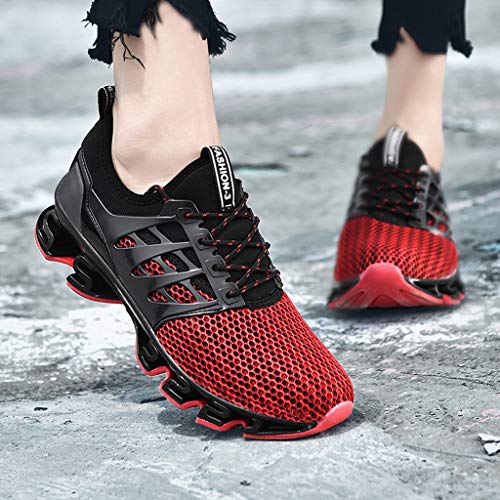 Couple Outdoor Shoes Mesh Breathable Wear Running Shoes Mens and Womens Wild Sneakers Shoes(Red,41)