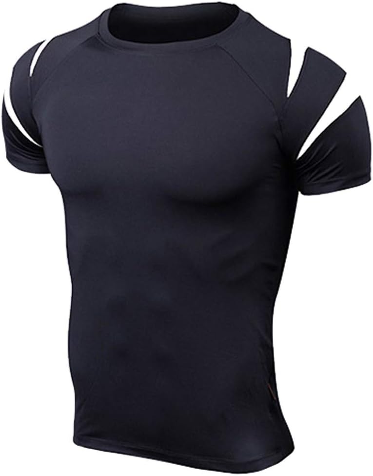 Men's Gyms Bodybuilding Fitness Short Sleeves Slim Fit T-Shirt Tight-Drying Tops