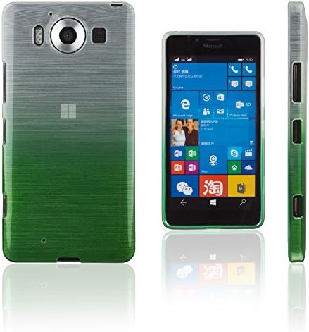 Xcessor Transition Flexible TPU Case with Gradient Silk Thread Texture for Microsoft Lumia 950 - Transparent/Green