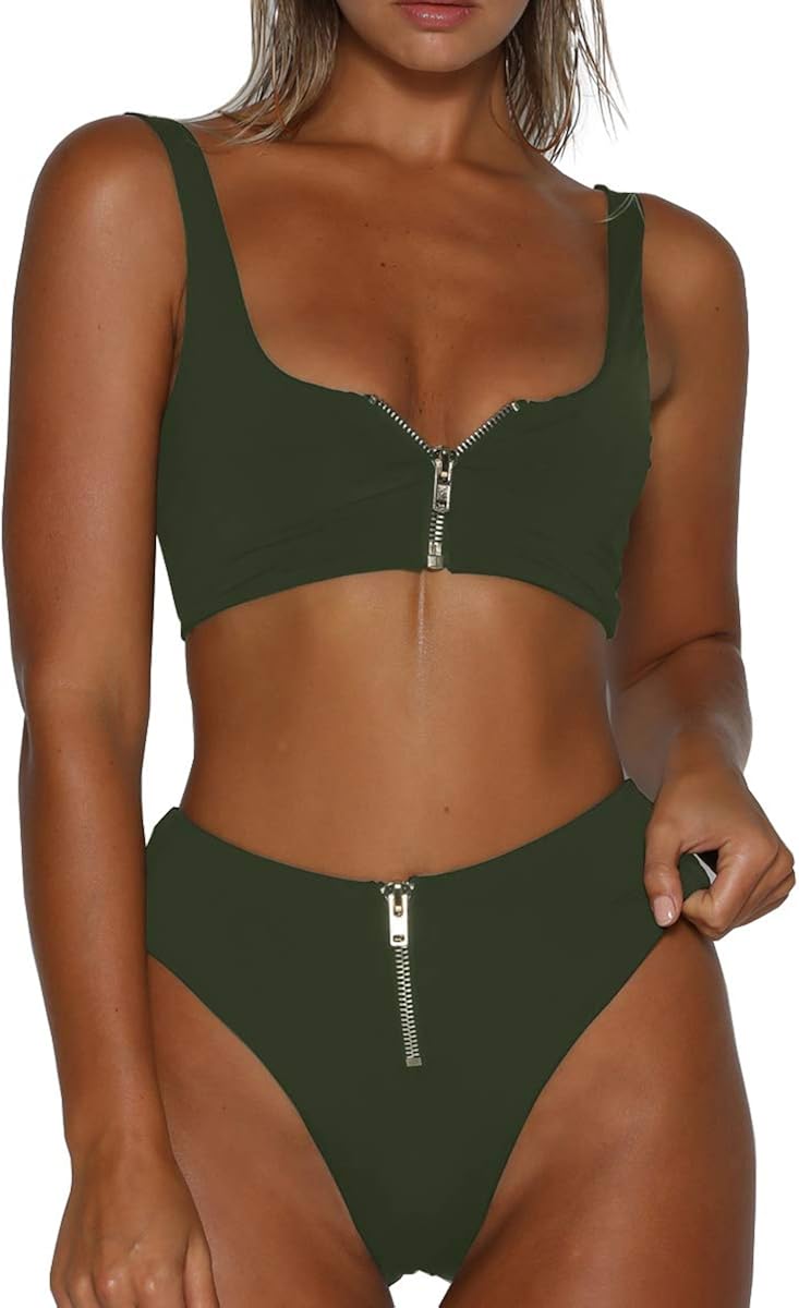 zip up front bikini