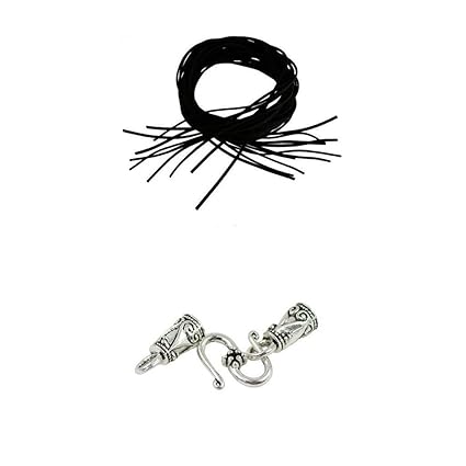 Segolike 30 sets Tibetan Silver S Hook End Caps with 30 Pieces Black Faux Suede Leather Cord DIY Making FIndings Crafts