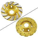 OCR 4" Concrete Turbo Diamond Grinding Cup Wheel Three Row Turbo Cup Disc Grinder for Angle Grinder 12 Segs Heavy Duty (Yellow 12segs B)