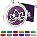 Essential Oil Lotus Flower Diffuser Necklace. Aromatherapy Fragrance Lotus Pendant with 12 Felt Perfume Pads. Stainless Steel Magnetic Locket Includes Bonus Design Gift Bag