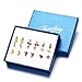 9 Pairs Mix and Match Color Cute Opal Animals Cat Rose Daisy Square White Pearl Circle Oval Jewelry Stud Earrings Set