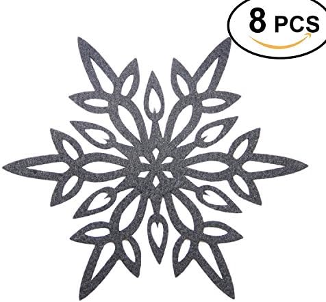 Coasters Set of 8 Felt Absorbent Snowflake Coaster for Drinks - Desktop Protection Prevent Furniture Damage - Dark Gray Absorbs Moisture - Tabletop Drink Coasters