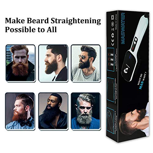 Beard Straightener for Men, MASWATER- Beard Straightening Brush Comb Ionic with PTC Ceramic Technology, Auto Temperature Lock, LED Display Monitor, Faster Heat - Thumbnail 5