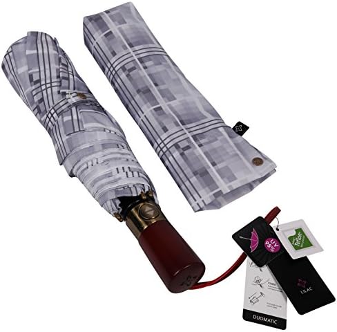LILAC Auto Open Close Compact Travel Umbrella 60 MPH Windproof Anti UV UPF50+ for Easy Carrying Lightweight Durable Light Grey