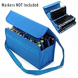 BTSKY Handy 80 Slot Carrying Lipstick Organizer Marker Case Holder for Primascolor Marker and Copic Marker (Blue)