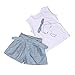 FEITONG Kids Girls Cute Bow Girl Pattern Shirt Top Grid Shorts Set Clothing (Age:4-5Y)