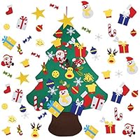 TEMEISI Felt Christmas Tree, 3.4ft DIY Felt Christmas Tree Set for Kids with 30Pcs Detachable Ornaments, Wall Hanging Ornaments Kids Gifts for Christmas Decorations