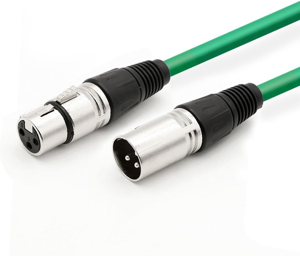 Dremake Balanced XLR Cable 33 Foot Premium Series XLR Male to XLR Female Patch Cord Professional Microphone Cable for Recording, Mixing, Stage, Karaoke, DJ, Pro, Live Sound & Performance - Green