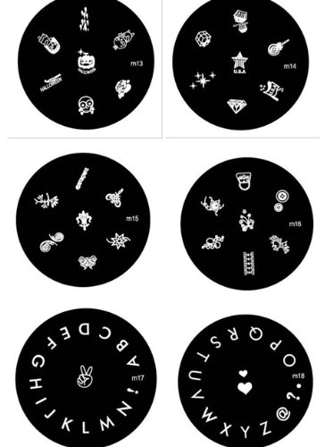 Kitty-party 6 Nail Art Nailart Polish Stamp Stamping Manicure Image Plates M13-m18 Accessories Set + Nail Art Stamper