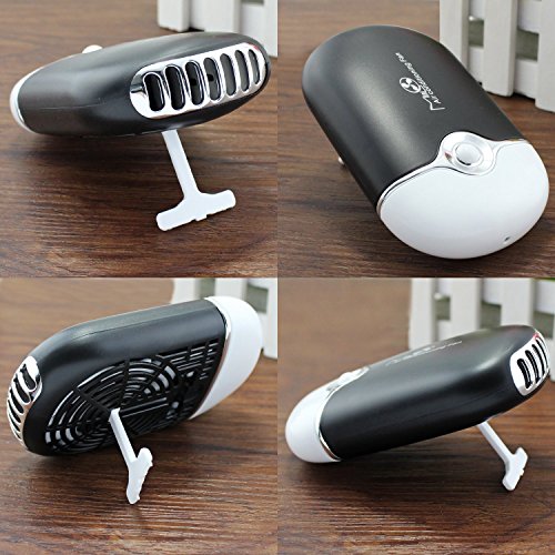 ESUMIC Portable Mini Air Conditioner Travel Handheld USB Rechargeable Cooling Fan for Summer (Black)
