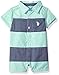 U.S. Polo Assn. Baby Boys Romper, Thicket Stripes Multi Plaid, 6-9 Months