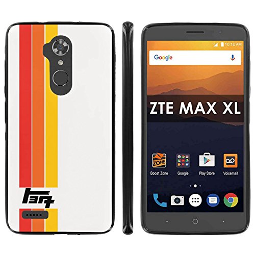 ZTE [Max XL] [Blade Max 3 Z986] [Zmax Pro 2] Soft Mold [Mobiflare] [Black] Thin Gel Protect Cover - [Race Stripes] for ZTE [Max XL] [Blade Max 3 Z986] [Zmax Pro 2] [6" Screen]