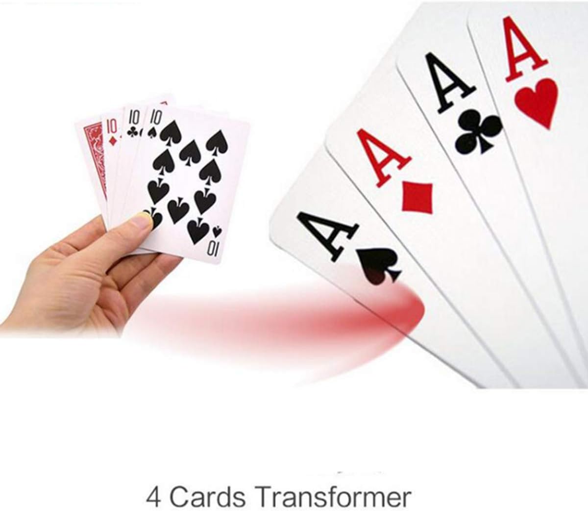 WSNMING 4 Cards Transformer Magic Tricks 10 to A Card Magic Props 10 Change A Magic Sets Close up Street Card Props with Video Tutorial