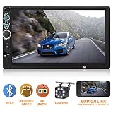 Double Din Car Stereo,Upgraded Version 7 Inch Touch Screen Car MP5 Player Support Backup Rear View Camera FM Radio Car Audio with Hands-Free Mirror Link